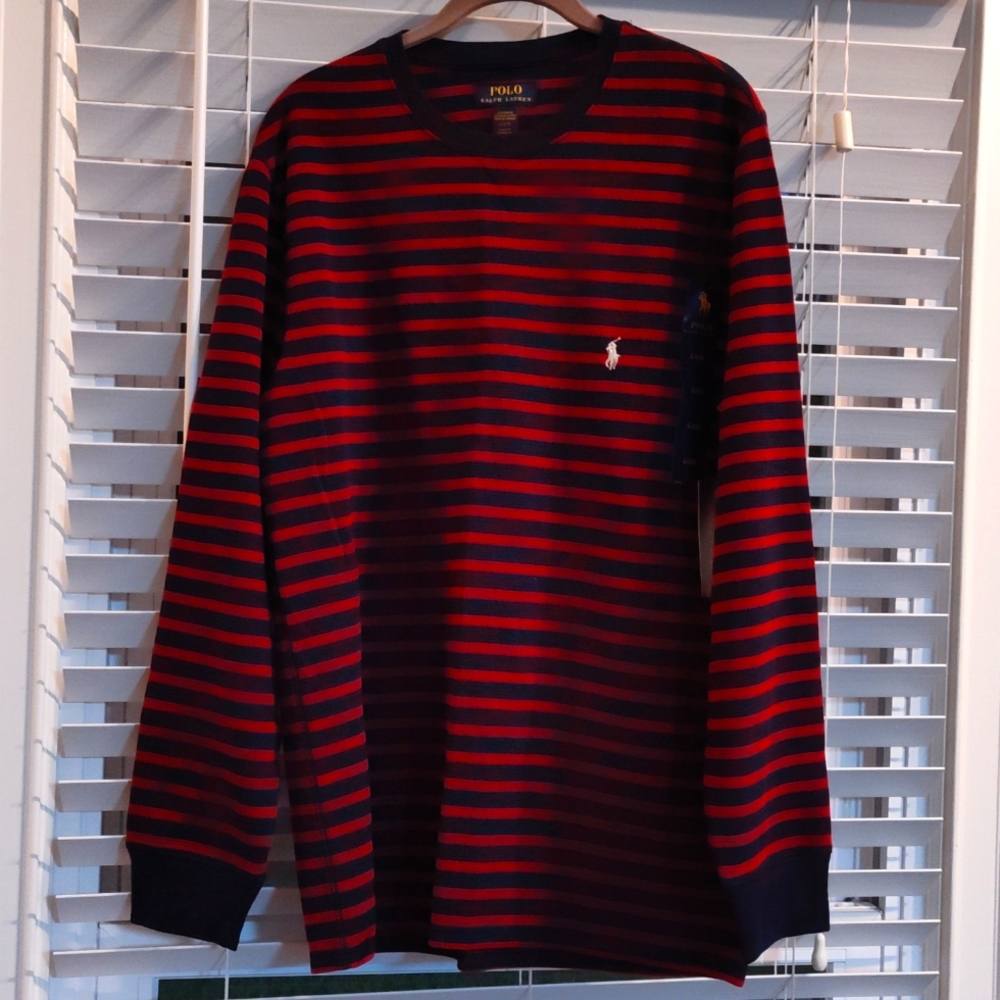 Polo Ralph Lauren Thermal Navy & Red Stripe Size Large